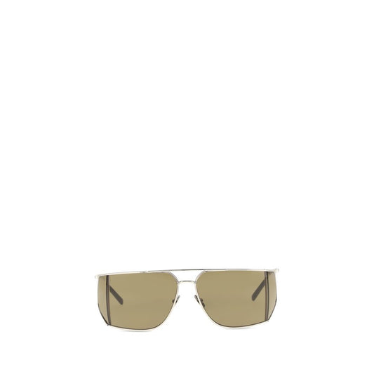 Sunglasses by Saint Laurent for women in cotton gray, silver & signature showcases a ethereal silhouette, featuring silver coloured frame with for a ethereal finish.