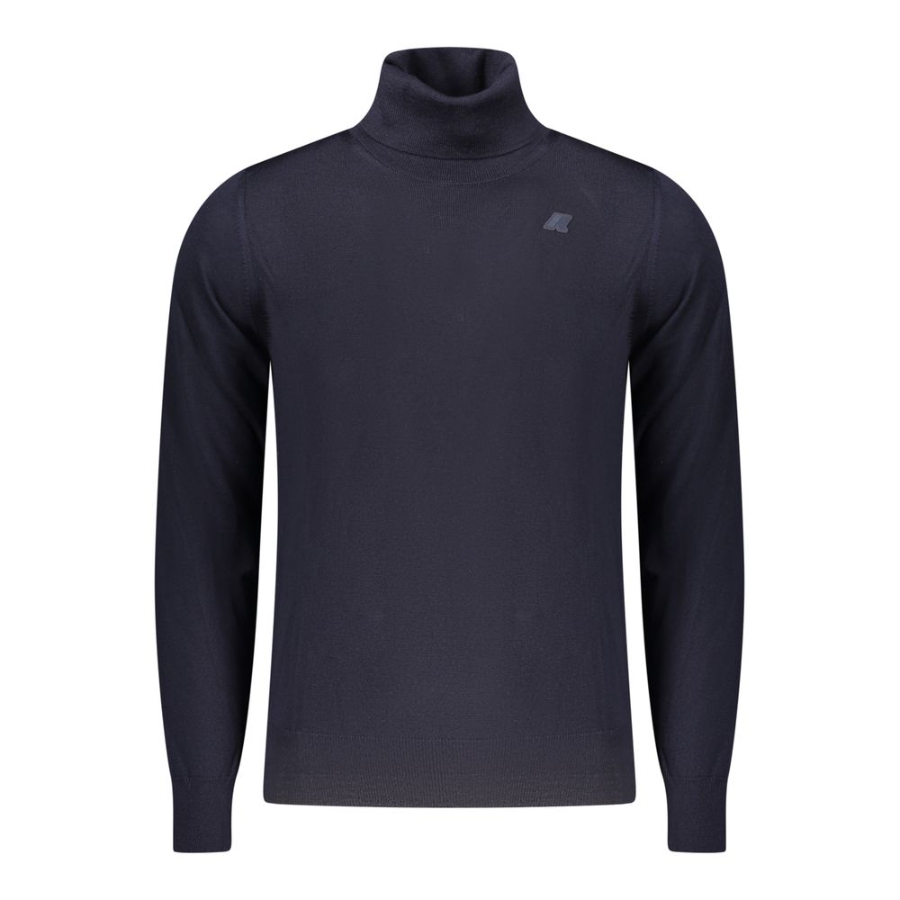 Sweater by K-WAY for men in modal & wool blue showcases a discreet silhouette, finished with a discreet turtle neckline and for a discreet look.