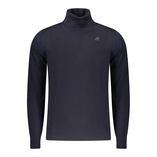 Sweater by K-WAY for men in modal & wool blue showcases a discreet silhouette, finished with a discreet turtle neckline and for a discreet look.
