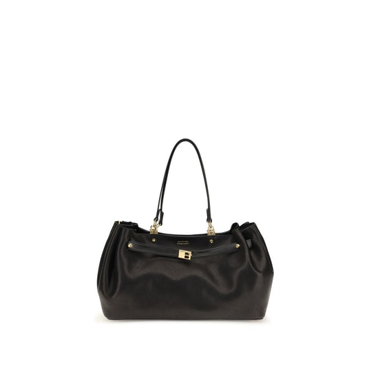 Balenciaga Bos Taurus Suede Calf Leather Medium Shoulder Tote Bag - Black Gold