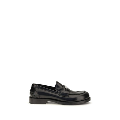 Dolce & Gabbana Black Calf Leather Bos Taurus Slip-On Loafers