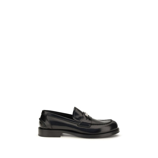 Loafer Slip-On Shoes by Dolce & Gabbana for men in calf leather palladium & tu black & palladium showcases a resplendent Horsebit Men's Calf Leather Palladium & TU Loafer Slip-On Shoes aesthetic, defined by its resplendent and elegant .