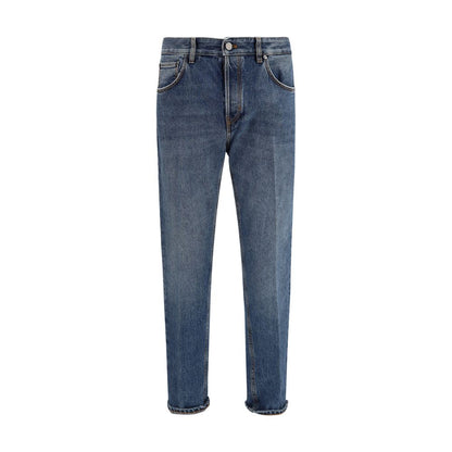 PT Torino Blue Cotton Straight-Leg Jeans