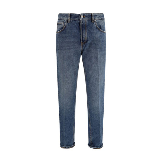 Jeans by PT Torino for men in denim cotton blue presents a refined pantology silhouette, artfully defined by a refined pantology straight-leg, relaxed-fit & slim, long, and a sophisticated .