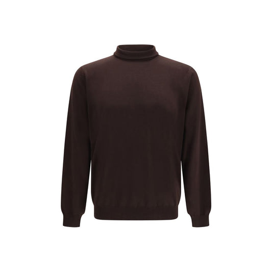 Sweatshirt by Lardini for men in wool brown & signature features an provocated silhouette, detailed with a provocated and a refined high-neck neckline for a sophisticated aesthetic.