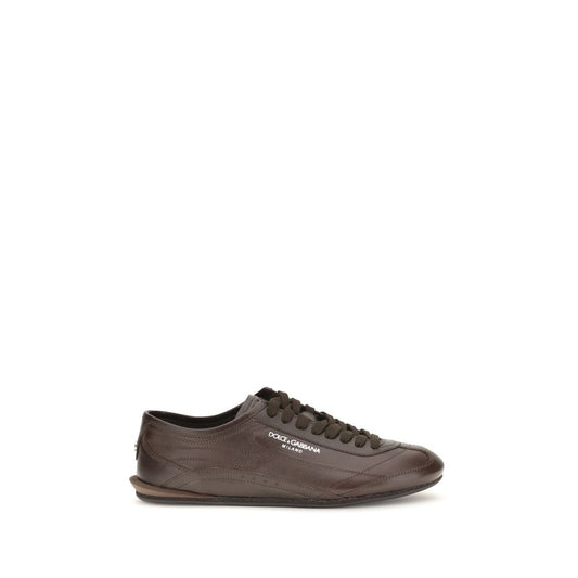 Sneakers by Dolce & Gabbana for men in eva calf leather cotton & satin black, brown & signature presents a on trend silhouette from the Men's Low Top EVA Calf Leather Cotton & Satin Sneakers collection, showcasing a on trend low-top style for an elevated aesthetic.