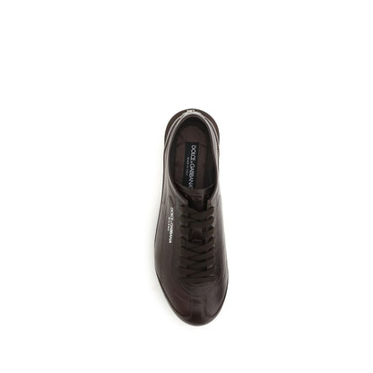 Dolce & Gabbana Brown Calf Leather Bos Taurus Low Top Sneakers