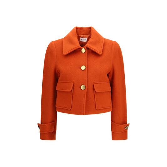 Blazer by P.A.R.O.S.H. for women in virgin wool orange showcases a polished silhouette, highlighted by a refined single-breasted neckline and polished for a sophisticated finish.