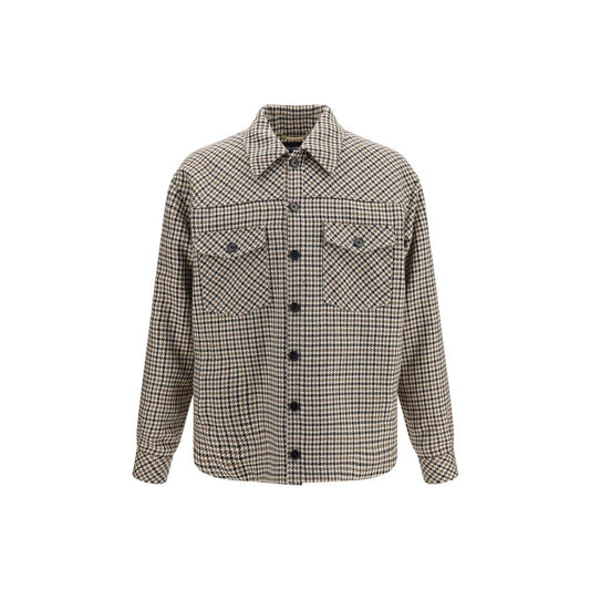 Overcoat by Dolce & Gabbana for men in wool & polyester brown & houndstooth features an voluminous silhouette, showcasing distinct pockets and a voluminous for a truly voluminous aesthetic.