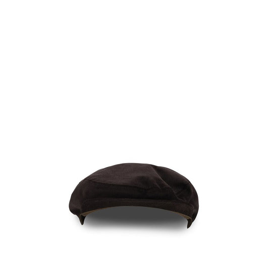 Flat Cap by Dolce & Gabbana for men in velvet cotton brown showcases a timeless silhouette, artfully capturing the essence of the timeless Velvet Cotton Flat Cap design for a sophisticated look.