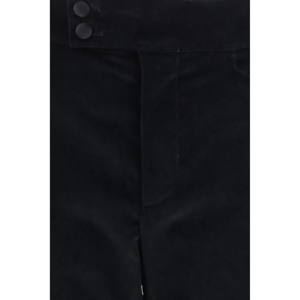 Casual Pants by Dolce & Gabbana for men in cotton polyester silk & velvet black features an refined tailoring silhouette, showcasing a premium regular-fit with a and long cut for a refined tailoring look.