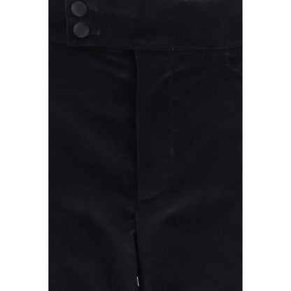 Casual Pants by Dolce & Gabbana for men in cotton polyester silk & velvet black features an refined tailoring silhouette, showcasing a premium regular-fit with a and long cut for a refined tailoring look.