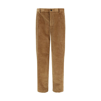 Casual Pants by Dolce & Gabbana for men in velvet cotton corduroy brown features a polished silhouette with a polished regular-fit, reaching a polished long and finished with a polished .