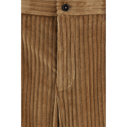 Casual Pants by Dolce & Gabbana for men in velvet cotton corduroy brown presents a tailored silhouette, showcasing a tailored regular-fit and long cut with a refined for a truly tailored aesthetic.