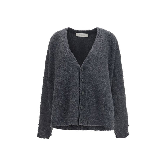 Cardigan by Golden Goose for women in wool & leather gray, silver & signature features a dramatic silhouette, showcasing a sophisticated and dramatic detail for a timeless, premium look.