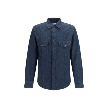 Shirt by Jacob Cohen for men in denim cotton blue & signature features an architectural silhouette with a refined long-sleeve and elegant for a architectural look.
