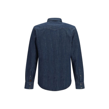 Shirt by Jacob Cohen for men in denim cotton blue & signature showcases a sublime silhouette, artfully detailed with a sublime and for a sophisticated, sublime finish.