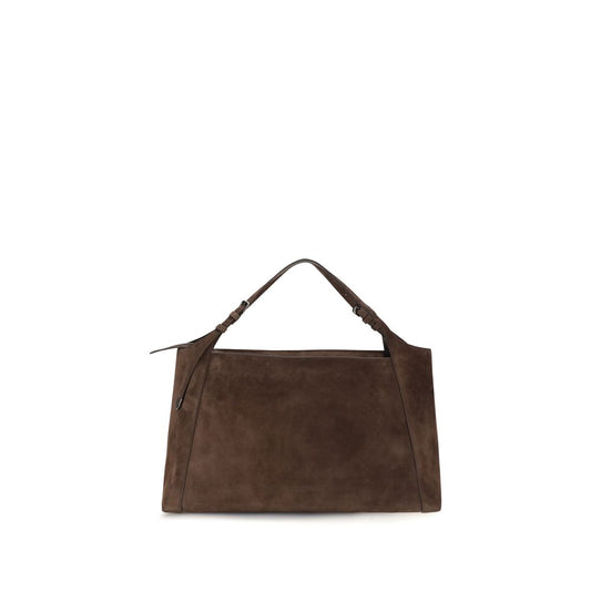 Compact Shoulder Handbag by Brunello Cucinelli for women in leather metal & suede leather brown presents a ornamental silhouette, showcasing a secure zipper, ample , and versatile shoulder-strap for a ornamental finish.