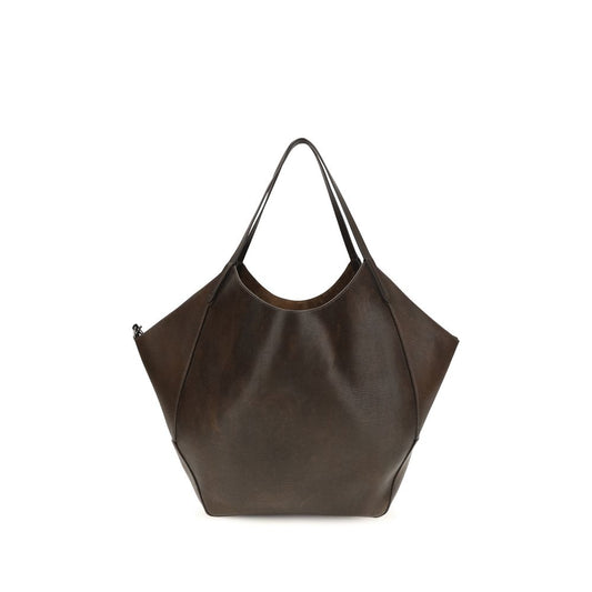 Quilted Satchel Pouch Handbag by Brunello Cucinelli for women in bos taurus calf suede leather brown & signature features a contemporary silhouette, showcasing a secure , ample removable-pouch, and contemporary handle for a sophisticated look.