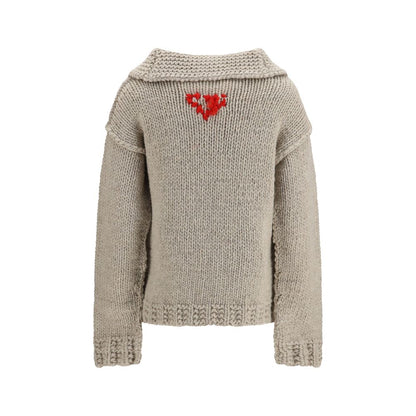 Prada Gray Wool Oves Aries Cardigan
