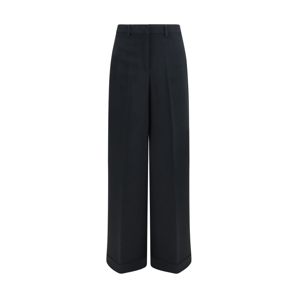 Casual Pants by Fabiana Filippi for women in acetate & viscose black presents a tailored silhouette, showcasing a tailored regular-fit & wide and long cut with a refined for a truly tailored aesthetic.