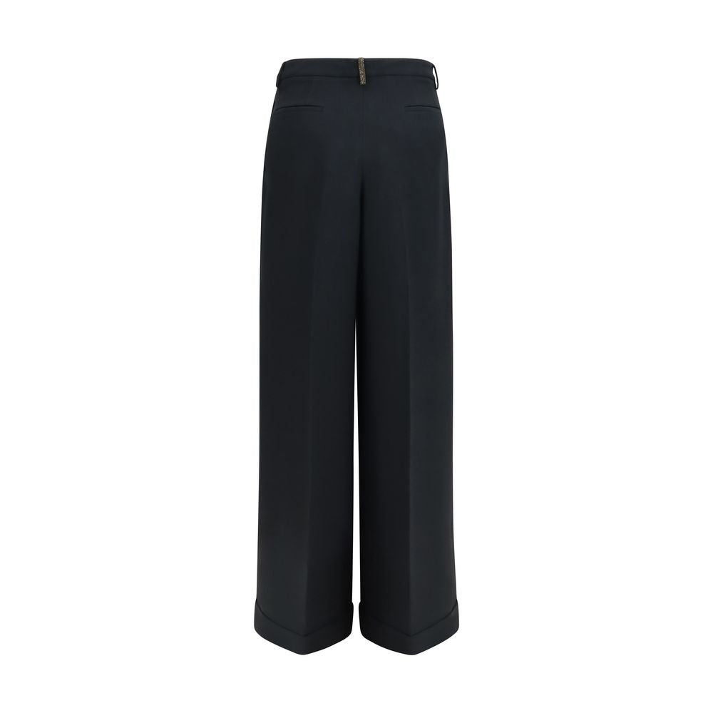 Casual Pants by Fabiana Filippi for women in acetate & viscose black features an sophisticated and regular-fit & wide with a precise long, creating a sophisticated and sophisticated silhouette.