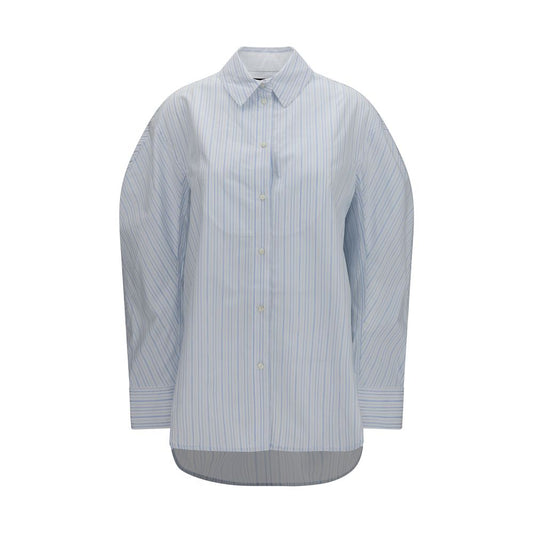 Dress Shirt by Jacquemus for women in cotton blue, pearl & signature, featuring a nuanced long-sleeve and nuanced square neckline for a sophisticated finish.