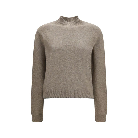 Sweater by Jacquemus for women in cashmere & cotton beige & signature features an tactile silhouette, showcasing a sophisticated crew neckline and tactile for a refined finish.