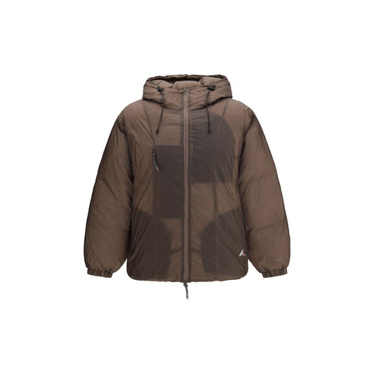 ROA Men's Lightweight Down Duck Thermal Nylon & Duck-Down Hooded Puffer Jacket - Brown