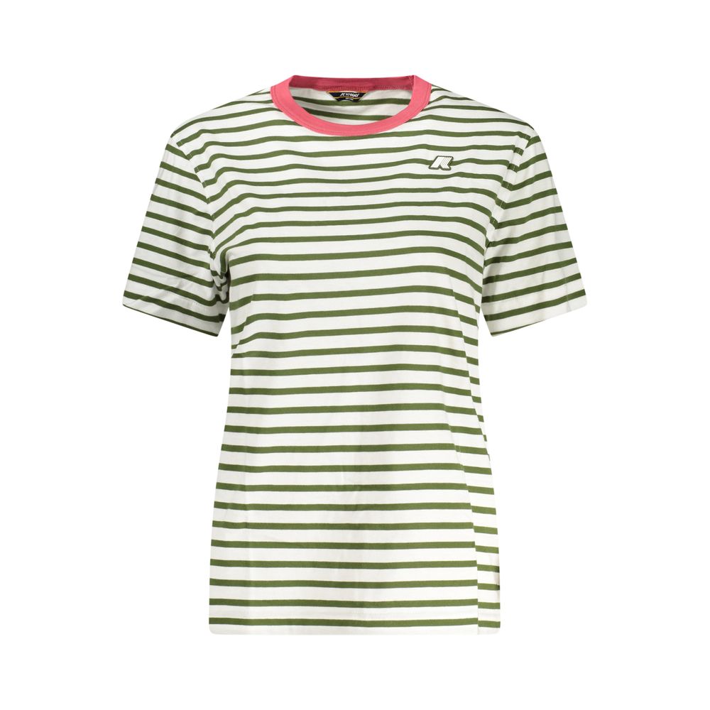 T-Shirt by K-WAY for women in cotton white & striped showcases a chic silhouette, artfully detailed with a chic crew neckline and for a chic finish.