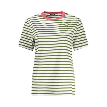 T-Shirt by K-WAY for women in cotton white & striped showcases a chic silhouette, artfully detailed with a chic crew neckline and for a chic finish.