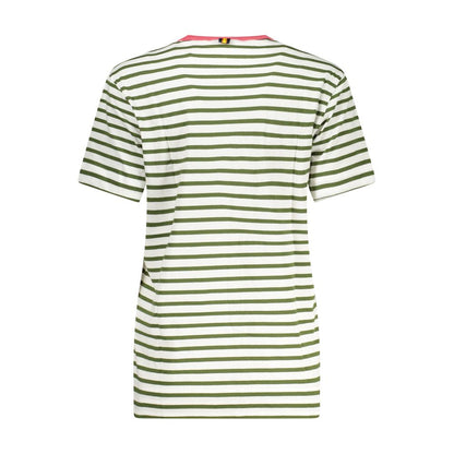 T-Shirt by K-WAY for women in cotton white & striped showcases a dramatic silhouette, elegantly detailed with a dramatic and for a truly dramatic finish.