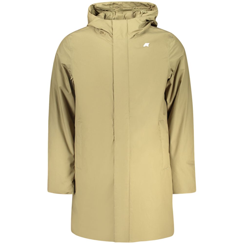Hooded Overcoat by K-WAY for men in cotton polyester green features a contemporary silhouette showcasing a contemporary hooded neckline and refined pockets & hooded for a sophisticated finish.