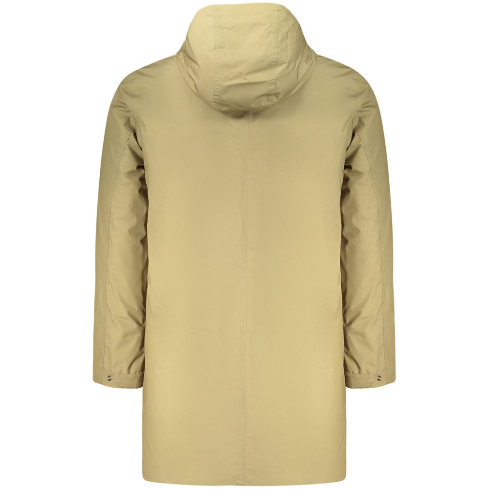 Hooded Overcoat by K-WAY for men in cotton polyester green showcases a architectural silhouette, artfully detailed with a distinctive and functional pockets & hooded for a architectural finish.