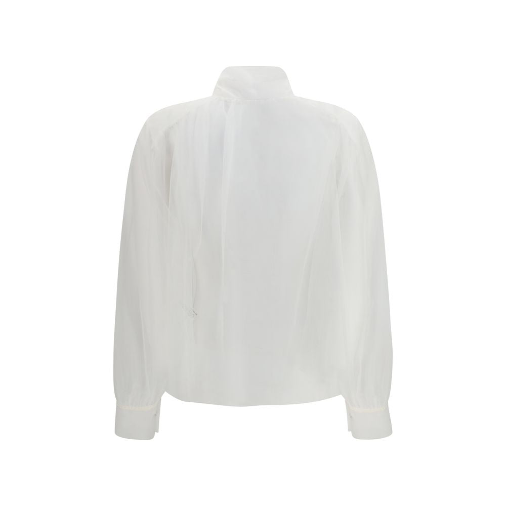 Shirt by Forte_Forte for women in polyester lace & tulle white showcases a sublime silhouette, artfully detailed with a sublime and for a sophisticated, sublime finish.