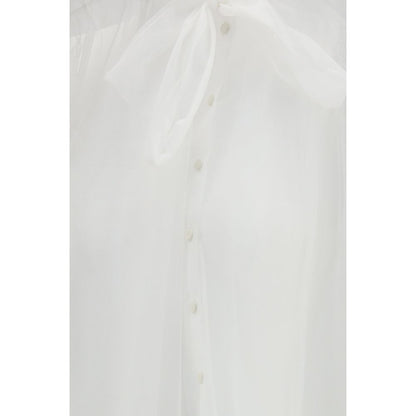 Shirt by Forte_Forte for women in polyester lace & tulle white showcases a sharp silhouette, elegantly detailed with a sharp and sharp .