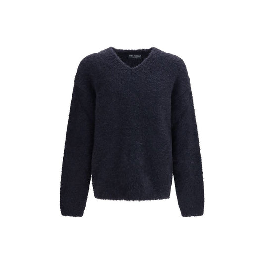 Sweatshirt by Dolce & Gabbana for men in nylon marabou & alpaca wool blue features an magnificent silhouette, showcasing a sophisticated v-neck neckline and long-sleeve detail for a truly magnificent finish.