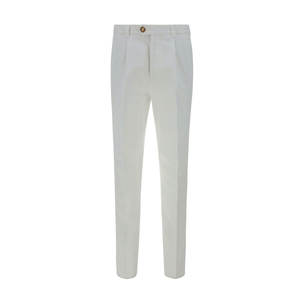 Casual Pants by Brunello Cucinelli for men in cotton white presents a tailored silhouette, showcasing a tailored regular-fit and long cut with a refined for a truly tailored aesthetic.