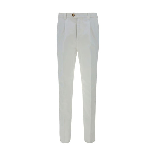 Casual Pants by Brunello Cucinelli for men in cotton white presents a tailored silhouette, showcasing a tailored regular-fit and long cut with a refined for a truly tailored aesthetic.