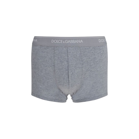 Underwear Boxer Briefs by Dolce & Gabbana for men in stretch cotton gray & signature features an nuanced fit showcasing the premium comfort and style of the Men's Stretch Cotton Underwear Boxer Briefs collection.