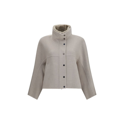 Brunello Cucinelli White Wool Oves Aries Coat