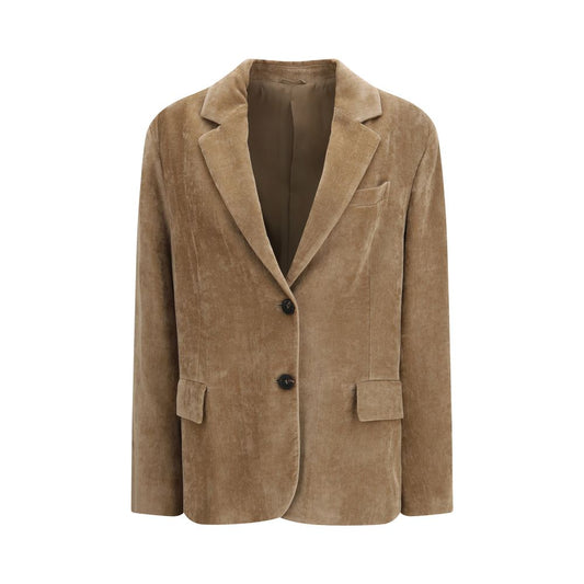 Overcoat by Brunello Cucinelli for women in cashmere silk crepe & viscose beige & horn features a cosy chic silhouette, artfully detailed with a sophisticated and premium pockets for a cosy chic finish.