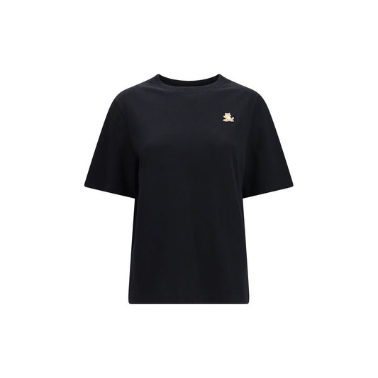 T-Shirt by Maison Kitsuné for women in cotton black & signature showcases a chic silhouette, artfully detailed with a chic crew neckline and short-sleeve for a chic finish.