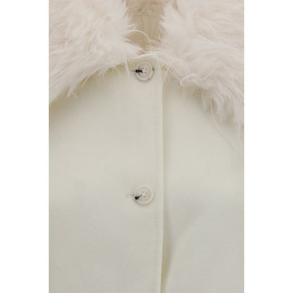 Loulou De Saison White Wool Oves Aries Full-Length Jacket
