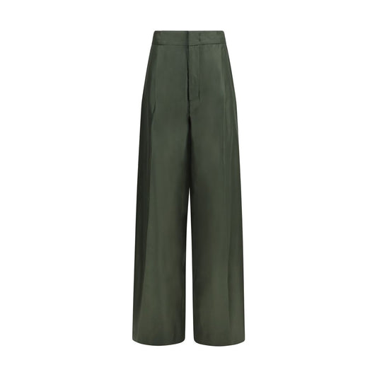 SA SU PHI Women's Regular Fit Wide High Rise Silk Twill Trousers - Bicolour