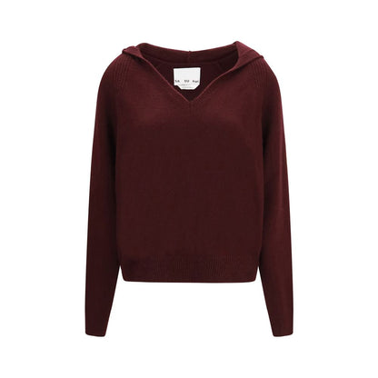 Sweatshirt Hoodie by SA SU PHI for women in cashmere & silk bordeaux features a authentic silhouette, showcasing a sophisticated v-neck hooded neckline and authentic detail for a refined finish.