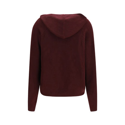 Sweatshirt Hoodie by SA SU PHI for women in cashmere & silk bordeaux features an dramatic silhouette, showcasing a sophisticated v-neck hooded neckline and dramatic for a refined, modern aesthetic.