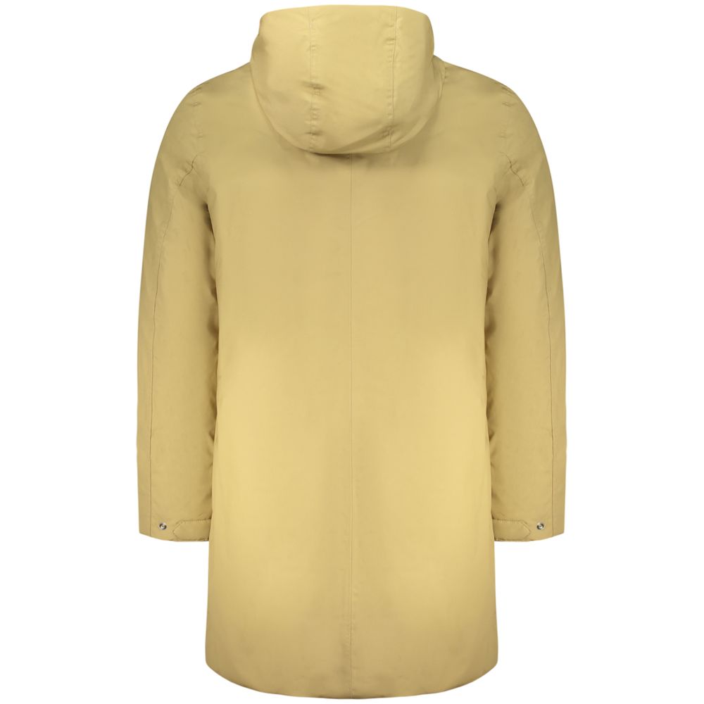 Hooded Windbreaker Jacket by K-WAY for men in cotton polyester beige features an enduring silhouette, showcasing technical pockets, hooded & windproof and a sophisticated for a truly enduring aesthetic.