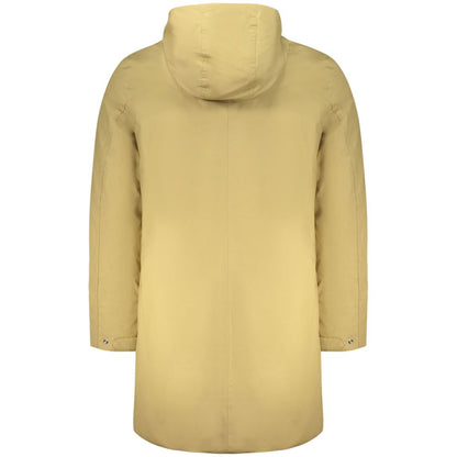 Hooded Windbreaker Jacket by K-WAY for men in cotton polyester beige features an enduring silhouette, showcasing technical pockets, hooded & windproof and a sophisticated for a truly enduring aesthetic.
