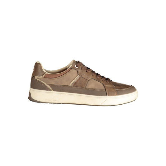 Athletic Sneakers by Lumberjack for men in polyester & polyurethane brown, signature & print showcases a architectural silhouette, artfully capturing the essence of the Men's Athletic Polyester & Polyurethane Sneakers with its signature architectural athletic style construction.